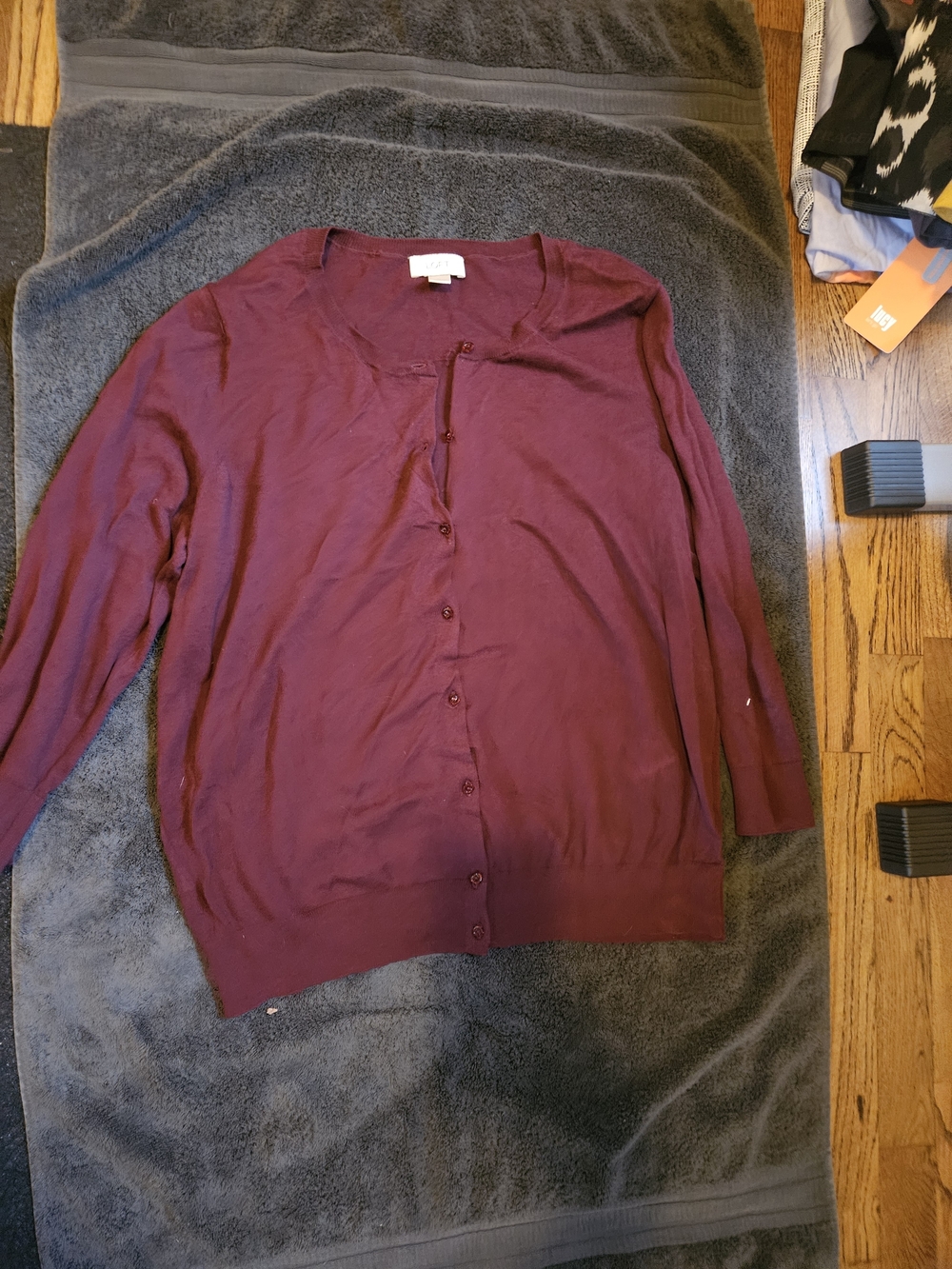 LOFT Women's Burgundy Button-Front Cardigan Sweater